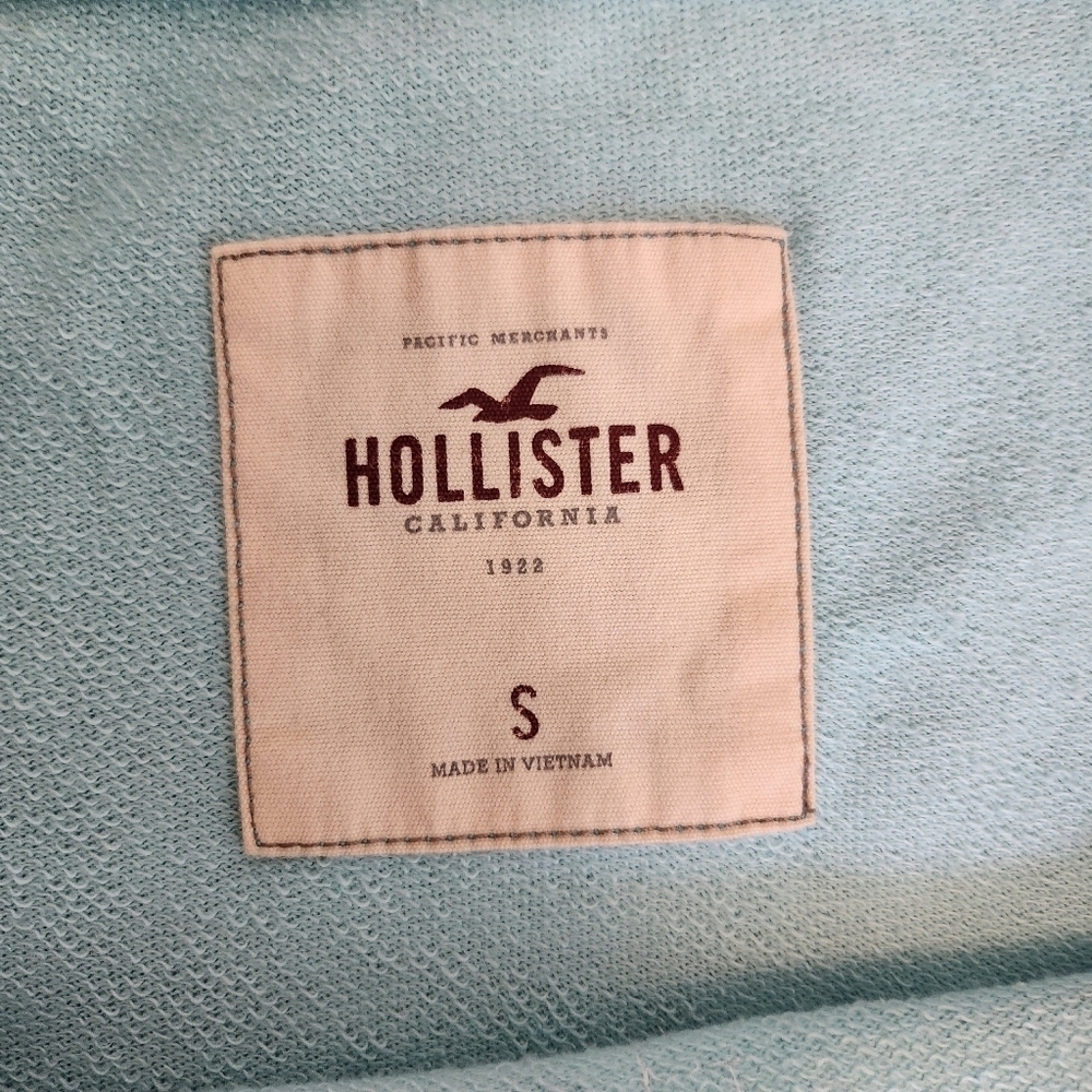 Y2K Vintage Hollister Lightweight Wide Neck Sweatshirt Lightblue Sequin Size S - Picture 13 of 15